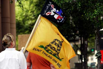 Protesters during a Tax Day Tea Party rally, April, 2009.