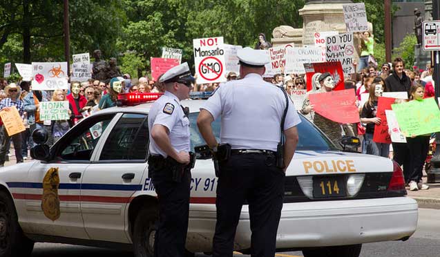 Protesters demonstrate against Monsanto in Columbus, Ohio, May 28, 2013.