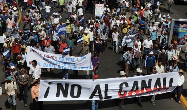 Anti-canal protesters marching in Managua in western Nicaragua earlier this month.