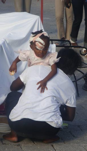 This young girl came to the makeshift clinic that was organized in the driveway of the hotel Hagopian was staying at. (Photo: Jesse Hagopian)