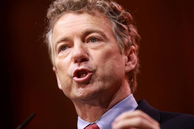 Senator Rand Paul of Kentucky speaking at the 2014 Conservative Political Action Conference (CPAC). Contrary to analysis, Paul has insisted that half the people getting Social Security disability are only suffering from back aches and occasional anxieties faced by all workers.