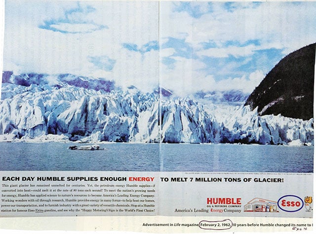 Taku Glacier in Humble Oil ad, LIFE Magazine, 1962.