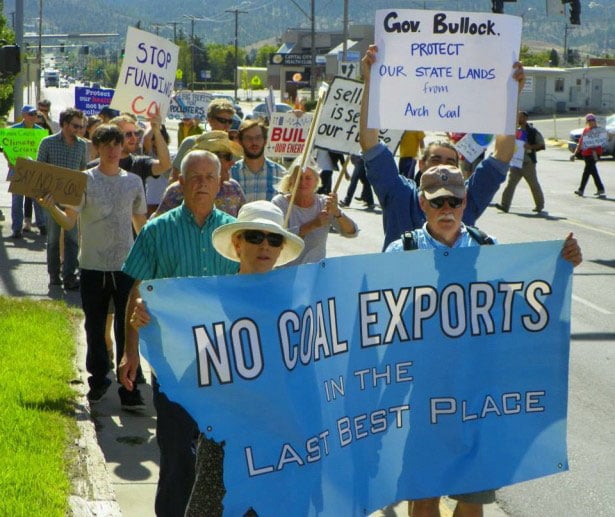 Protesters march in Helena in September 2013.