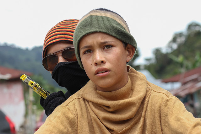 Middle school students in La Sonora, Trujillo performed a theatre piece about the violence the community suffered before they were born. (Photo: Andalusia Knoll)