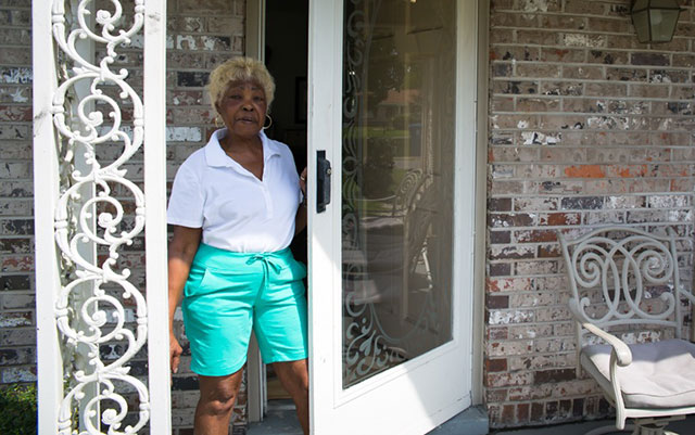 Grace Carter at her home in Whistler, next to Eight Mile. She says it often smells like gas, but Mobile Gas told her there is no gas leak. (Photo: Julie Dermansky)