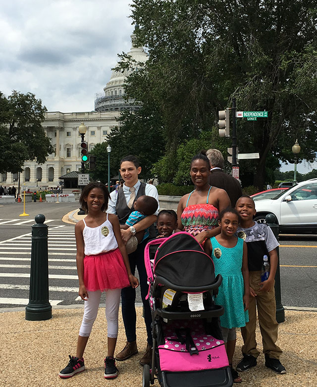 Moussa's family and his attorney Mich Gonzalez (the author of this piece) travel to Washington, D.C., to advocate for his release. (Photo: Carl Roose / AFSC)