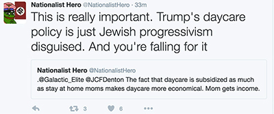 In addition to anti-Black racism, anti-Semitism plays a major role within the Alt Right. Here, the Alt Right Twitter troll known as 