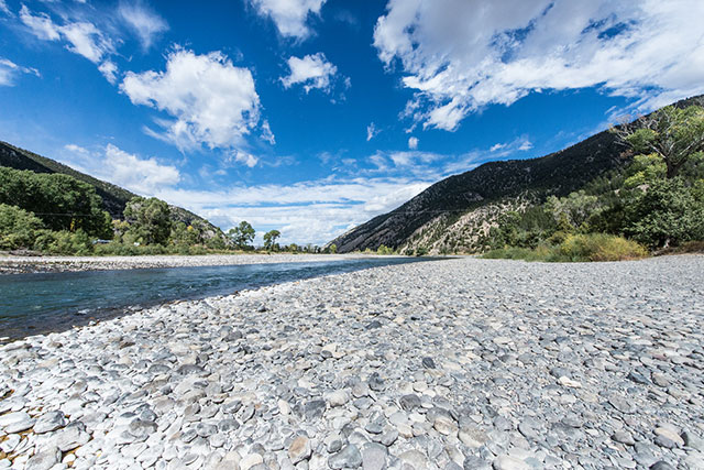 The Yellowstone River during high temperatures and low flow in August 2016 during the fish kill. (Photo: Alexis Bonogofsky)