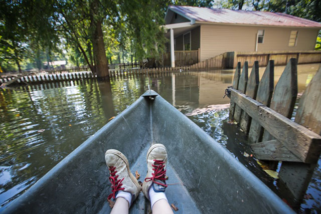 Frank Bonifay’s flooded property about 20 miles south of Baton Rouge, Louisiana. (Photo: Julie Dermansky)