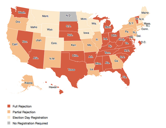 (Map: Fair Elections Network / National Conference of State Legislatures)