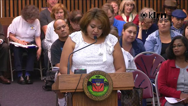 Julieta Aragon spoke out against Ruelas at the October 27, 2016 PUSD board meeting. Aragon used to have two children at Madison Elementary School, but she transferred them to another school in the district. (Photo: PUSD Board Meeting screenshot)