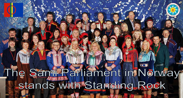 The Sámi Parliament shows solidarity with Standing Rock. (Photo: Kenneth Hætta)