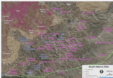 A map of the Palestinian village of Susya (also known as Susiya) in the West Bank. (Image: Rebuilding Alliance)