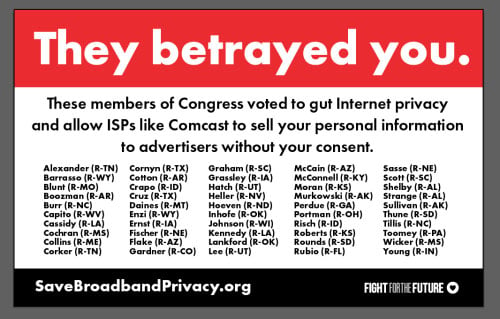 These members of Congress voted to gut Internet privacy