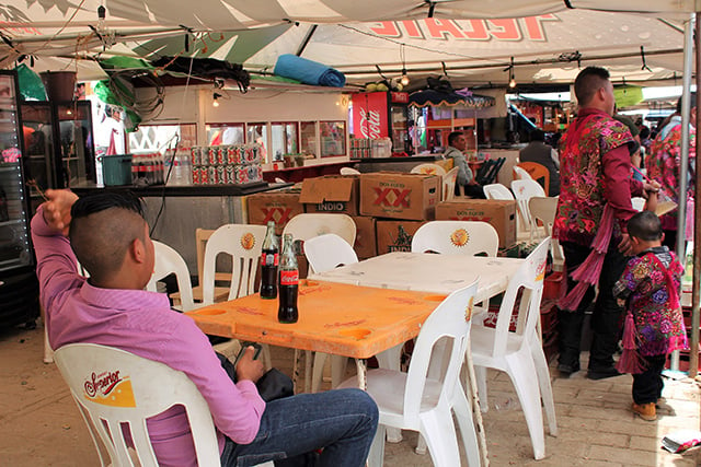 In Zinacantán, a Tzotzil indigenous community outside San Cristobal, Coca Cola is widely sold during the festival for the town’s patron saint, San Jerónimo. (Photo: Martha Pskowski)