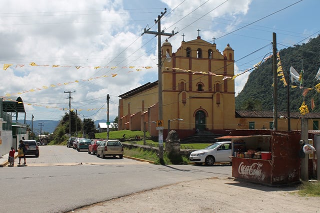 The church in the town square of San Felipe Ecatepec, just up the hill from the Coca Cola bottling plant. (Photo: Martha Pskowski)