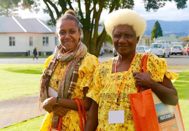 Indigenous delegates from the Pacific island of Vanuatu shared how they are protecting their traditional lands and food culture in the face of increasing modernization and development. (Photo: Rucha Chitnis)