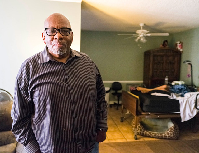 Marcus Butler lives in an apartment in Los Angeles’ Baldwin Hills neighborhood with his wife, adult son and baby granddaughter. For nearly five decades, Butler’s family had owned a home in South Los Angeles, but a bank run by Treasury Secretary Steve Mnuchin foreclosed on it after Marcus’ mother died in 2012. (Photo: Stuart Palley for Reveal)