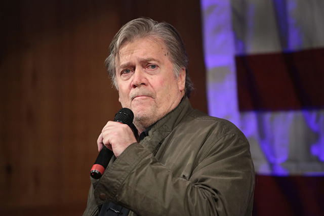 Former adviser to Donald Trump and executive chairman of Breitbart News, Steve Bannon, speaks at a campaign event for Republican candidate for the US Senate in Alabama Roy Moore on September 25, 2017, in Fairhope, Alabama. (Photo: Scott Olson / Getty Images)