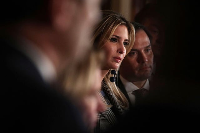 Sen. Marco Rubio (right) and Ivanka Trump (second right), Adviser and daughter of President Donald Trump, listen during a news conference October 25, 2017, at the Capitol in Washington, DC. Ivanka Trump joined Republican legislators to discuss child tax credit. (Photo: Alex Wong / Getty Images)