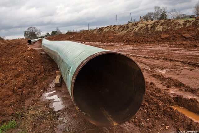  Keystone XL pipeline’s southern route being installed on Michael Bishop’s land in Texas. (Photo: Julie Dermansky)