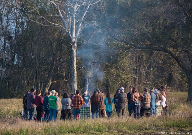 Blessing ceremony over land in the proposed route of the Bayou Bridge pipeline in Rayne, Louisiana. (Photo: Julie Dermansky)