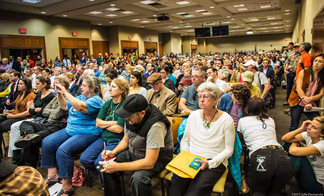 It was a full house at a permit hearing for the Bayou Bridge pipeline on January 12, 2017 in Baton Rouge, Louisiana. 