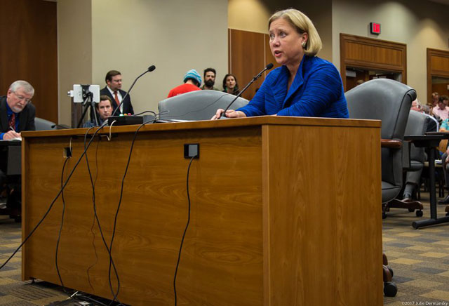 Former U.S. Senator Mary Landrieu, who testified on behalf of Energy Transfer Partners, was booed and heckled at a Bayou Bridge pipeline permit hearing. Someone from the crowd yelled: You're a traitor! Another shouted: You used to work for us.