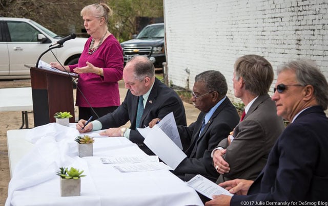 Environmental scientist Wilma Subra speaking during the ground-breaking ceremony for St. Joseph's new water system on March 6. Gov. John Bel Edwards also spoke, celebrating the project, but explaining that there isn’t enough money to fix all the water systems in Louisiana that need to be updated.
