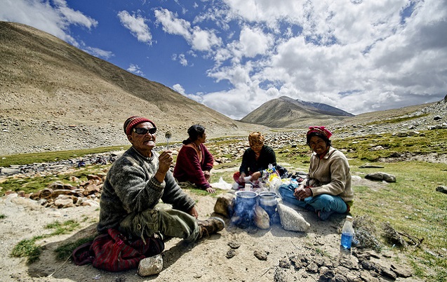 Nomadic picnic, Khardung village, Ladakh, India. (Photo: <a href=