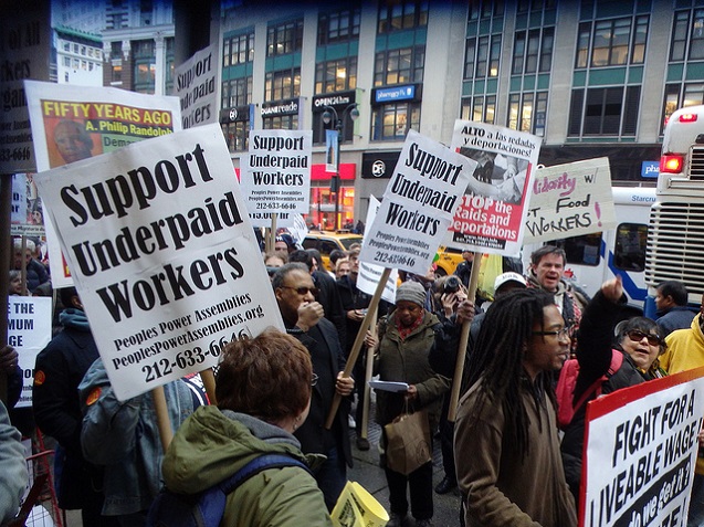 New York City rally to raise the minimum wage, Herald Square, Manhattan, October 24 2013. (Photo: <a href=