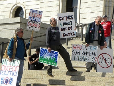 Protest against ALEC by the Occupy movement and others, St. Paul, Minnesota, March 13, 2012. (Photo: <a href=