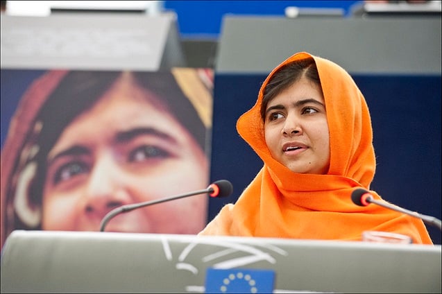 Malala Yousafzaï accepting an award from the European Parliament. (Photo: <a href=