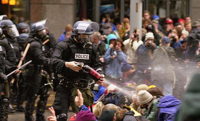 WTO protests in Seattle, November 30, 1999. (Photo: <a href=