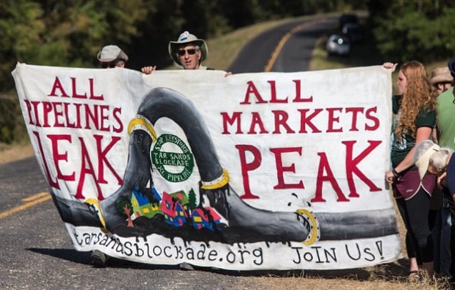 Environmental activists in the Tar Sands Blockade at a direct action protest in Winnsboro, Texas. (Photo: ©2013 Julie Dermansky)