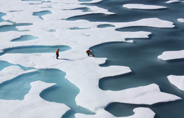 Sea ice atop the Arctic Ocean photographed on July 12, 2011.