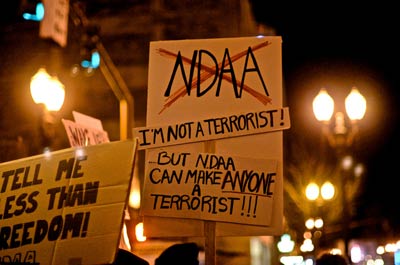 NDAA protest, January, 2012.