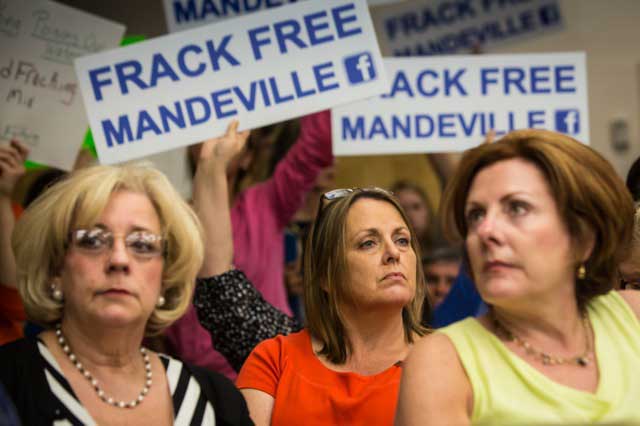 Residents opposed to fracking fill a St. Tammany Parish Council meeting in Mandeville.