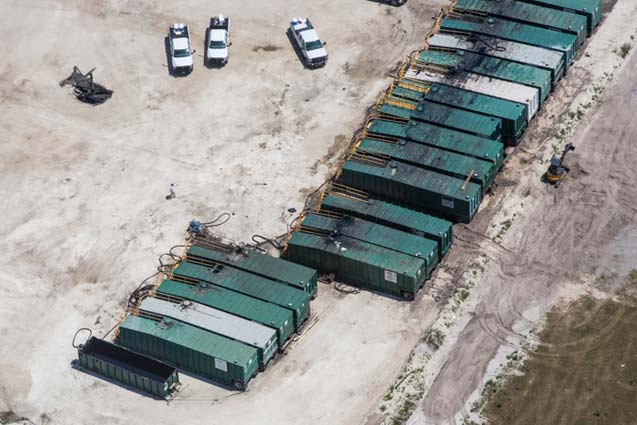 Aerial view of the Collier Hogan 20-3H well site in May 2014, weeks after a spill was reported to the Florida regulatory agency. (Photo: ©2014 Julie Dermansky)