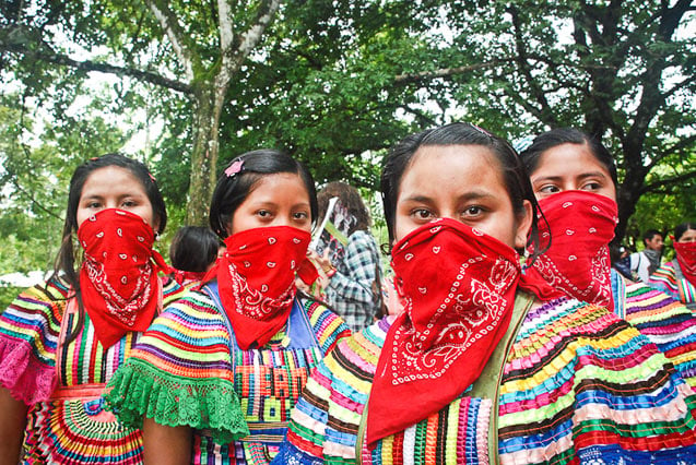August 2013 - Guardians of the Good Government Council of the Chiapas town La Realidad, who were part of the first generation of the Escuelita convened by the women of the Zapatista Army of National Liberation (EZLN). (Photo: Santiago Navarro F.)