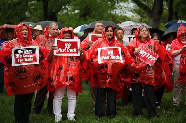 Rally to oppose the Trans-Pacific Partnership trade deal, May 7, 2014. (Photo:<a href=