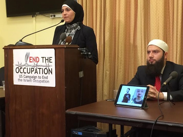 Suha Abu Khdeir, mother of Tariq, who was present in Jerusalem when he was assaulted and fought for her son's release from Israeli jail; and Hassan Shibly, the family attorney (also Executive Director Council on American-Islamic Relations - Florida). (Photo: Chip Gibbons)