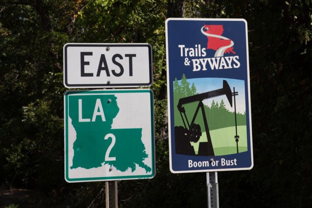 Road signs in Northern Louisiana. (©2104 Julie Dermansky)