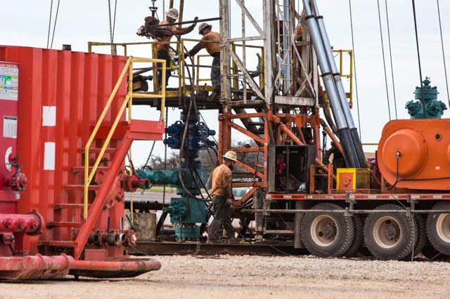 Drilling rig in Stillwater County, near Angela Spotts home. ©2014 Julie Dermansky