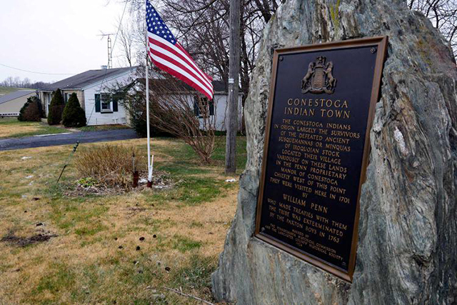 People protesting the Atlantic Sunrise pipeline are worried about it going through Conestoga Indian Town, an important Native American site. (Natasha Khan / PublicSource)