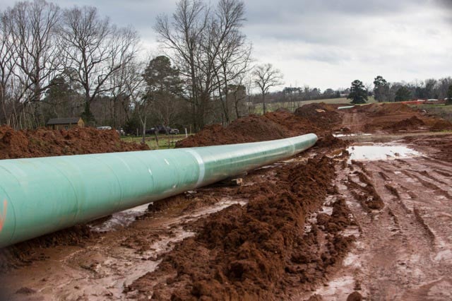 Keystone XL pipeline being installed on Mike Bishop’s property. (Photo: ©2013 Julie Dermansky)