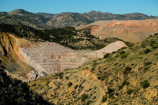 An open pit copper mine on the side of the highway on the journey to Oak Flat. (Photo: Roger Hills)