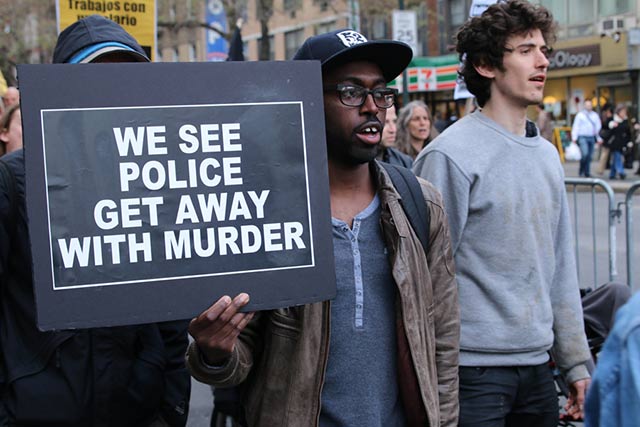 Protesters march in New York City. (Photo: Matt Surrusco)