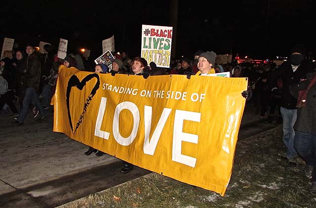UUs at the protest are at the November BLM actions after Darren Wilson's non-indictment. (Photo: Ashley Horan)
