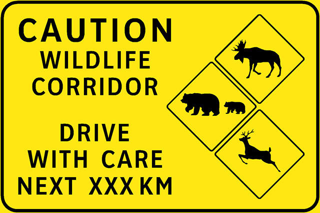 Take it up a notch? The British Columbia Ministry of Transportation recently started to add signs warning motorists when they are likely to encounter wildlife.